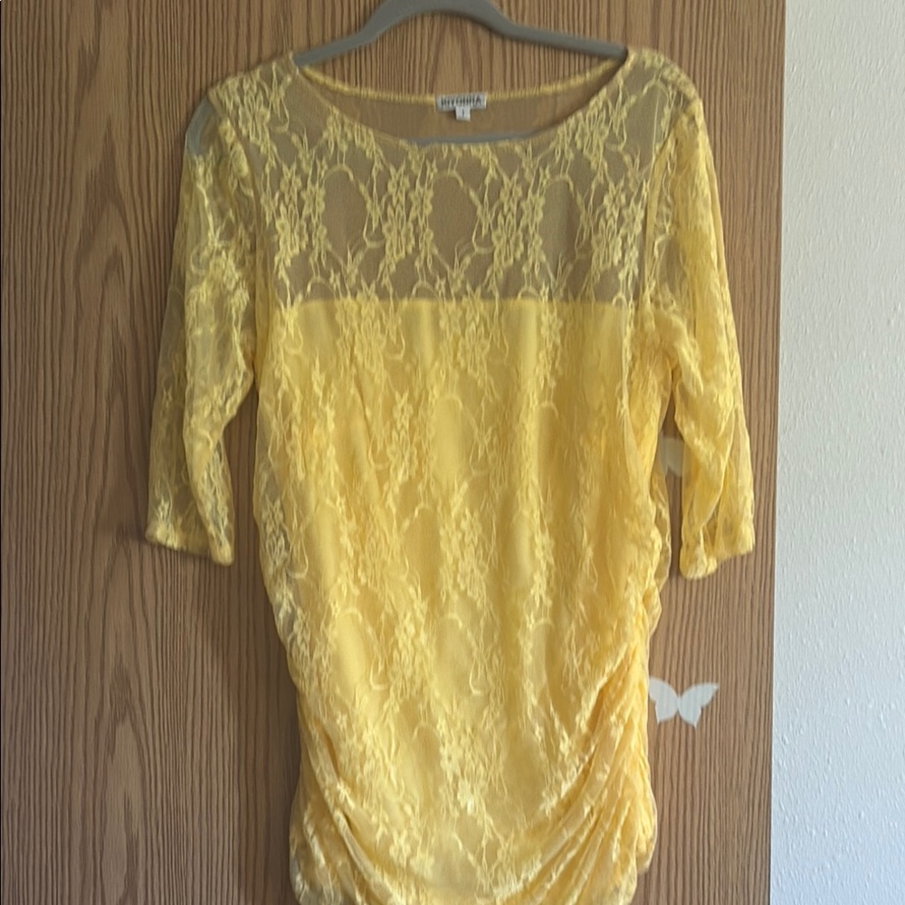 Kiyonna Yellow Ruched Blous